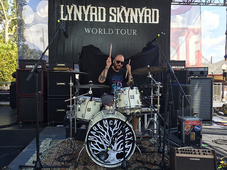 Johnny playing drums
